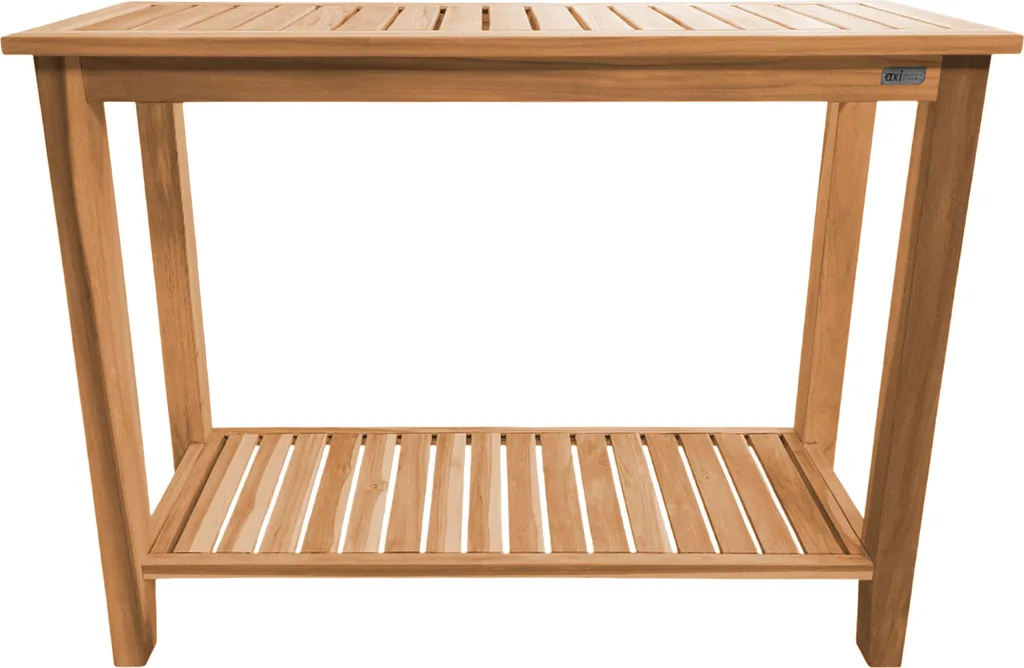 Table Haute en Teck Brun de Qualité - Console Murale 120x45cm avec Rangement