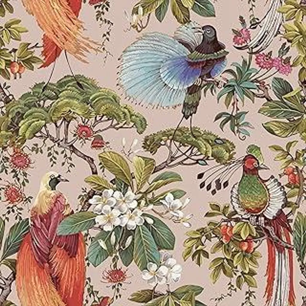 VEELIKE Carta da Parati Uccelli Rosa: Chinoiserie Adesiva Vintage 44,5x300cm