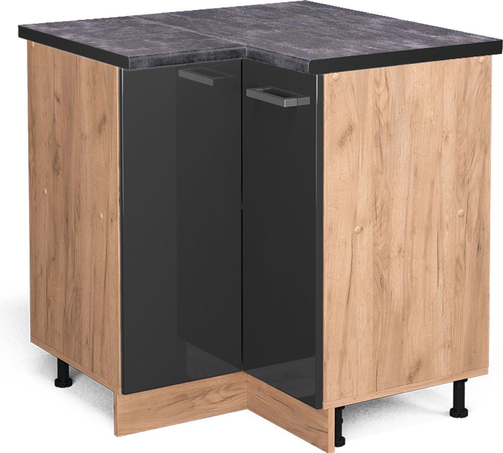 Eckunterschrank Vicco R-Line Anthrazit Hochglanz 75.6 cm , AP Anthrazit, Model 46920