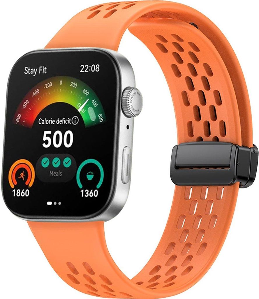 FFO2World Sport-Silikonarmband mit Magnetverschluss für Huawei Watch Fit 4 Pro / Fit 4 / Fit 3 – Atmungsaktiv, bequem, Orange