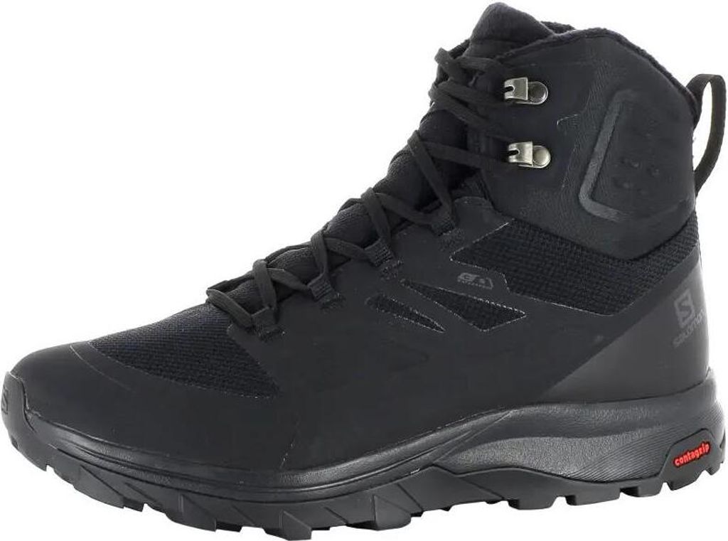 A black Salomon winter boot shown from the side.