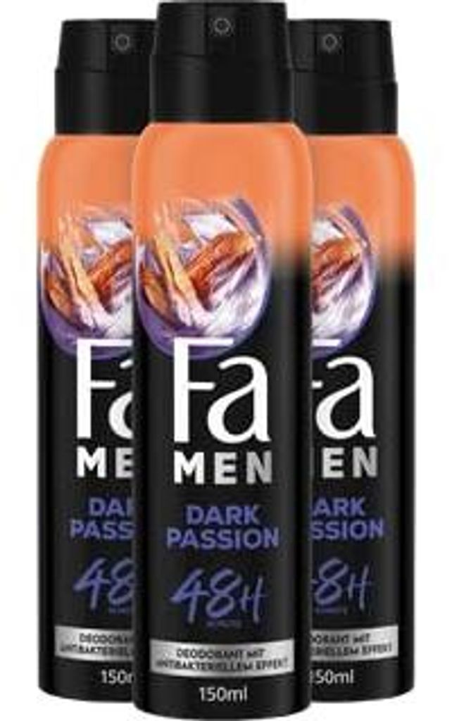 FA Deospray Men Dark Passion 150ml, 3x 150 ml