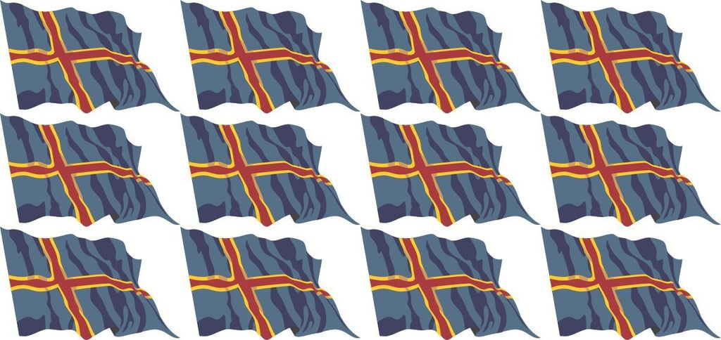 Mini Fahnen / Flaggen Set wehend - Pack wehend - 50x31mm - selbstklebender Aufkleber - Aland Islands - Sticker fürs Büro, Schule und zu Hause - 1...
