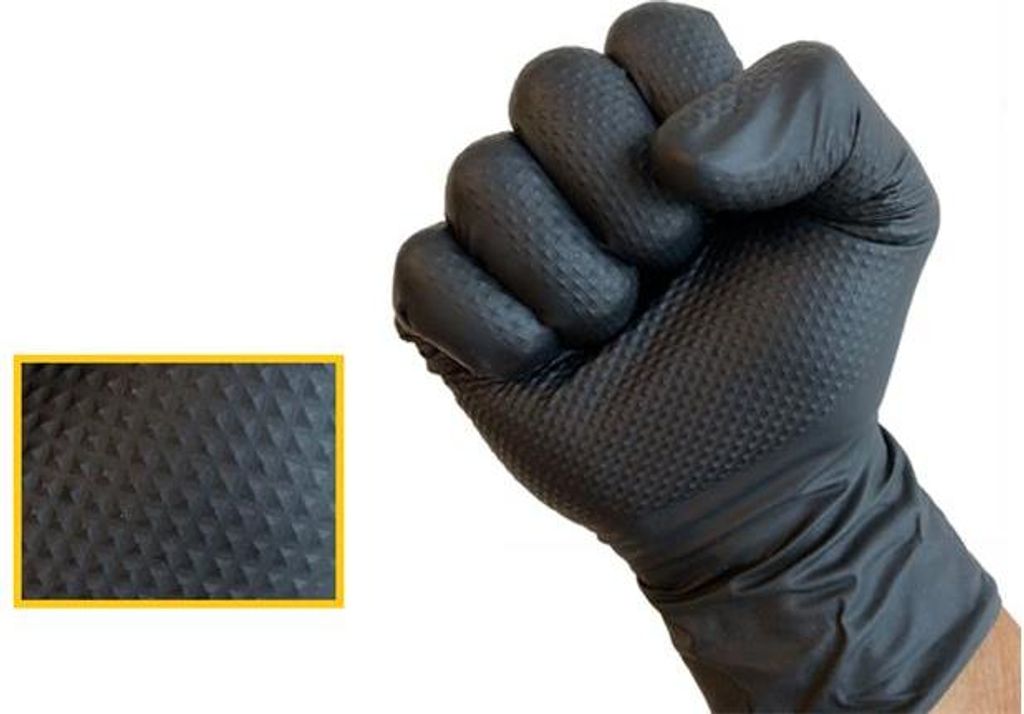 Schutzhandschuhe, schwarz, Einweg, Nitril, 8,4 g, Größe 5,5 mm, Gew. L, 100 Stück, puderfrei, 1019L