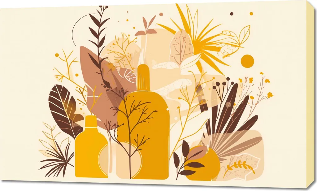 Décoration Murale Plantes dorées 100 x 60 cm : Tableau Chic et Moderne