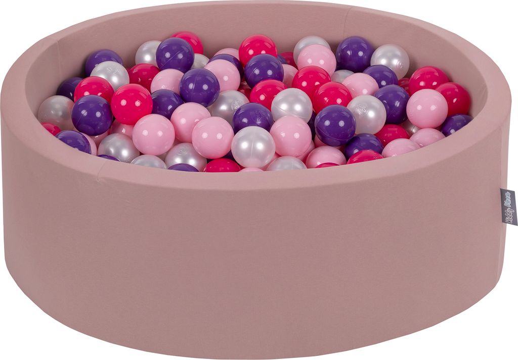 KiddyMoon Bällebad 90x30cm Erikafarben 300 Bälle ∅7cm Rund Bällepool Mit Bunten Bällen Für Babys Und Kinder