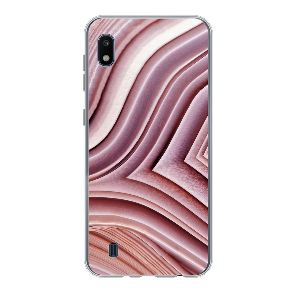 MuchoWow Handyhülle Schutzhülle Hülle für Samsung Galaxy A10 Natursteine - Rosa - Großaufnahme Silikon Softcase Handy Hülle - Schutzhülle