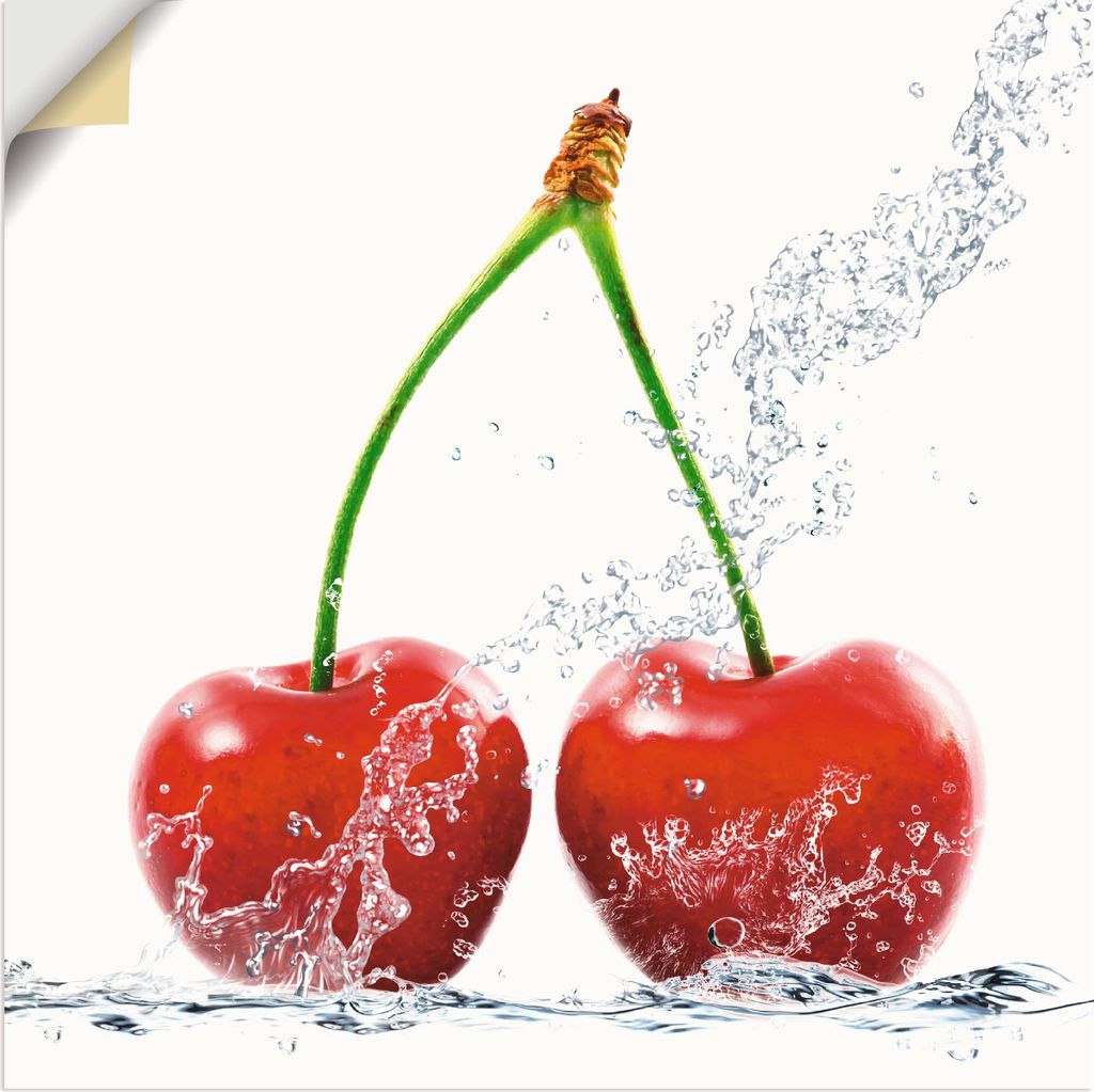 ARTland Wandbild, selbstklebend Kirschen mit Spritzwasser Größe: 50x50 cm