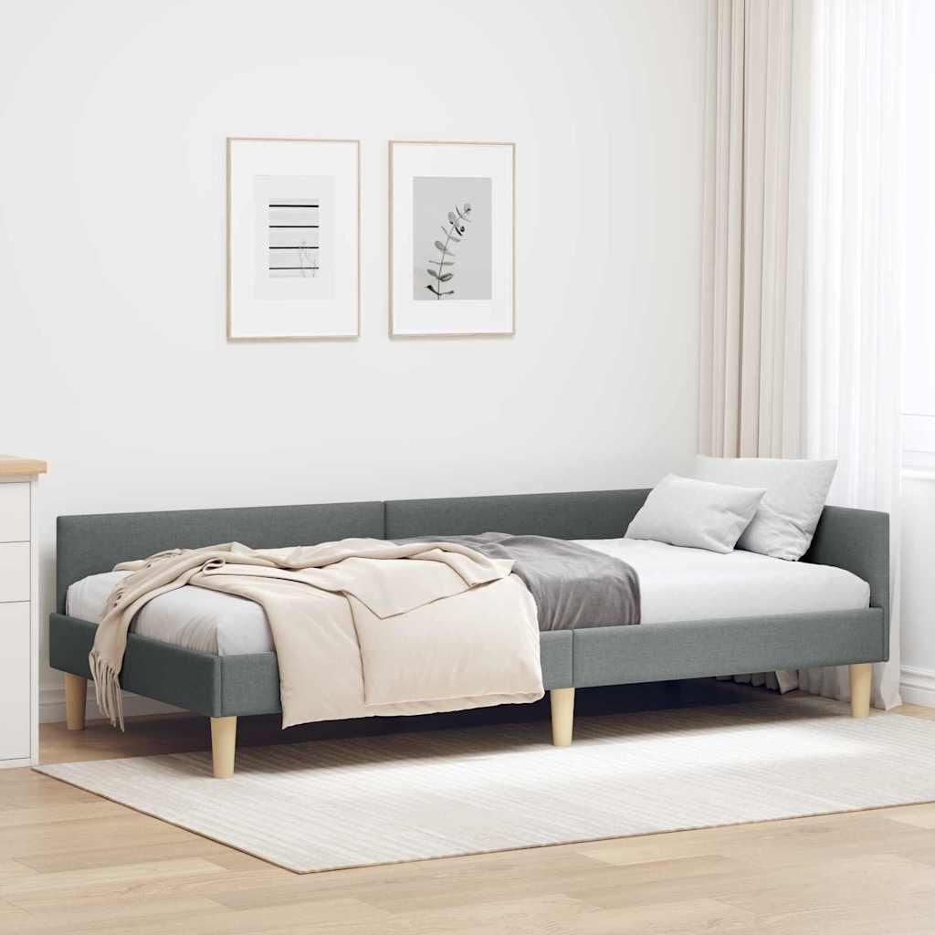 Maison Exclusive - Eckbettgestell Dunkelgrau 100 x 200 cm Stoff