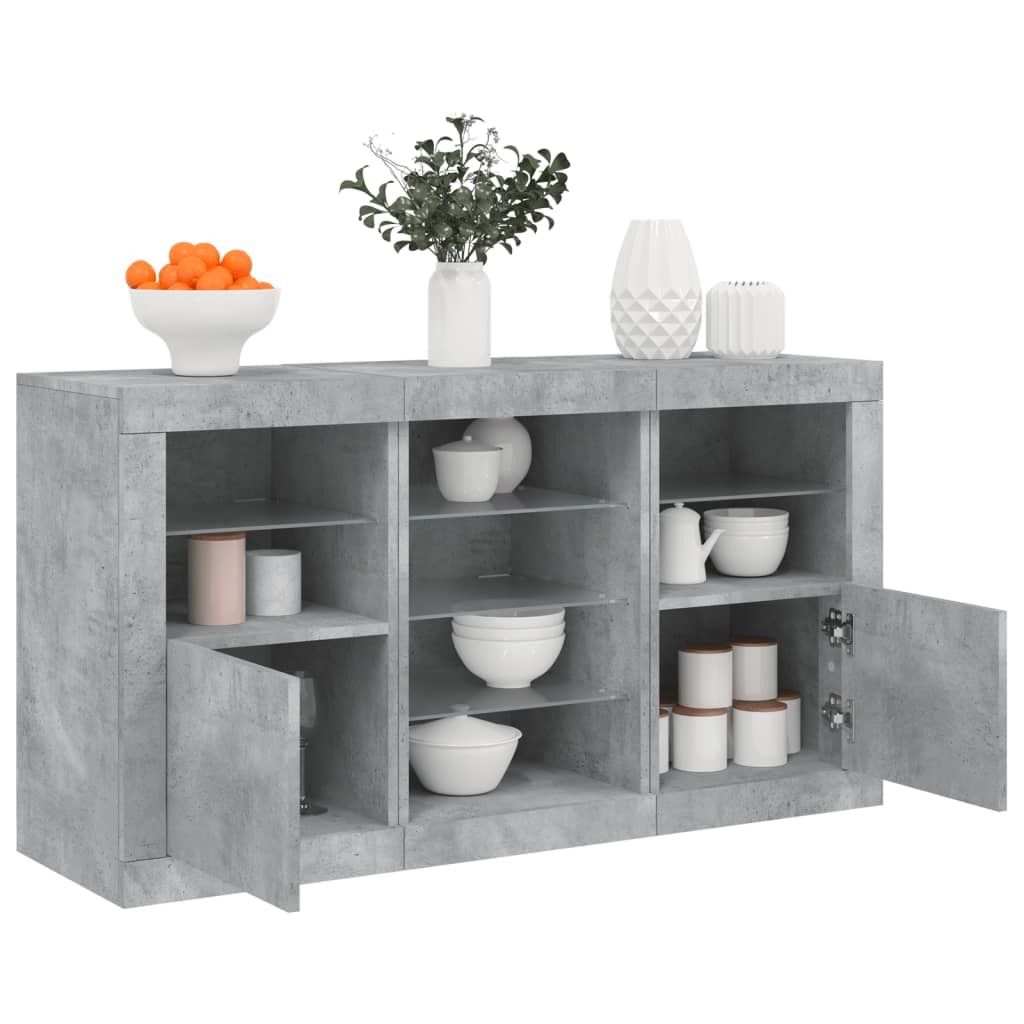 "2026 Promotion" Sideboard Wohnzimmer - mit LED-Leuchten - Betongrau 123x37x67 cm - Kommoden CC11433