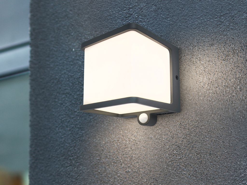LUTEC Doblo LED Wandleuchte Solar 4000 K 8W Bewegungsmelder Produktbild 
