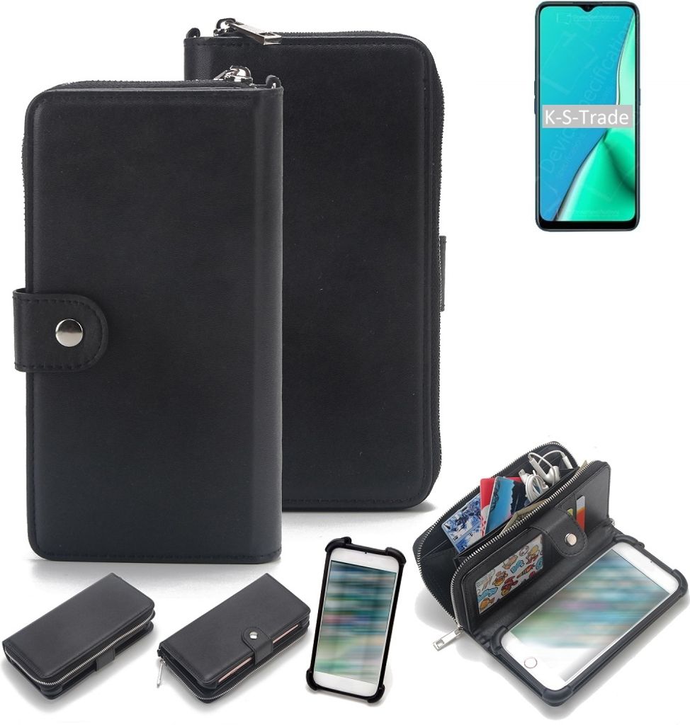 K-S-Trade 2in1 Handyhülle Schutzhülle kompatibel mit Oppo A5 2020 & Portemonnee Cover Handy Hülle Case Etui Geldbörse Wallet Bookstyle Hülle