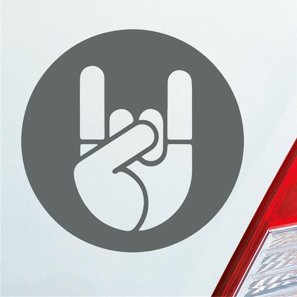 Auto Aufkleber Heavy Metal Gruß Pommesgabel Festival 10x10 cm Grau Sticker Heckscheibenaufkleber