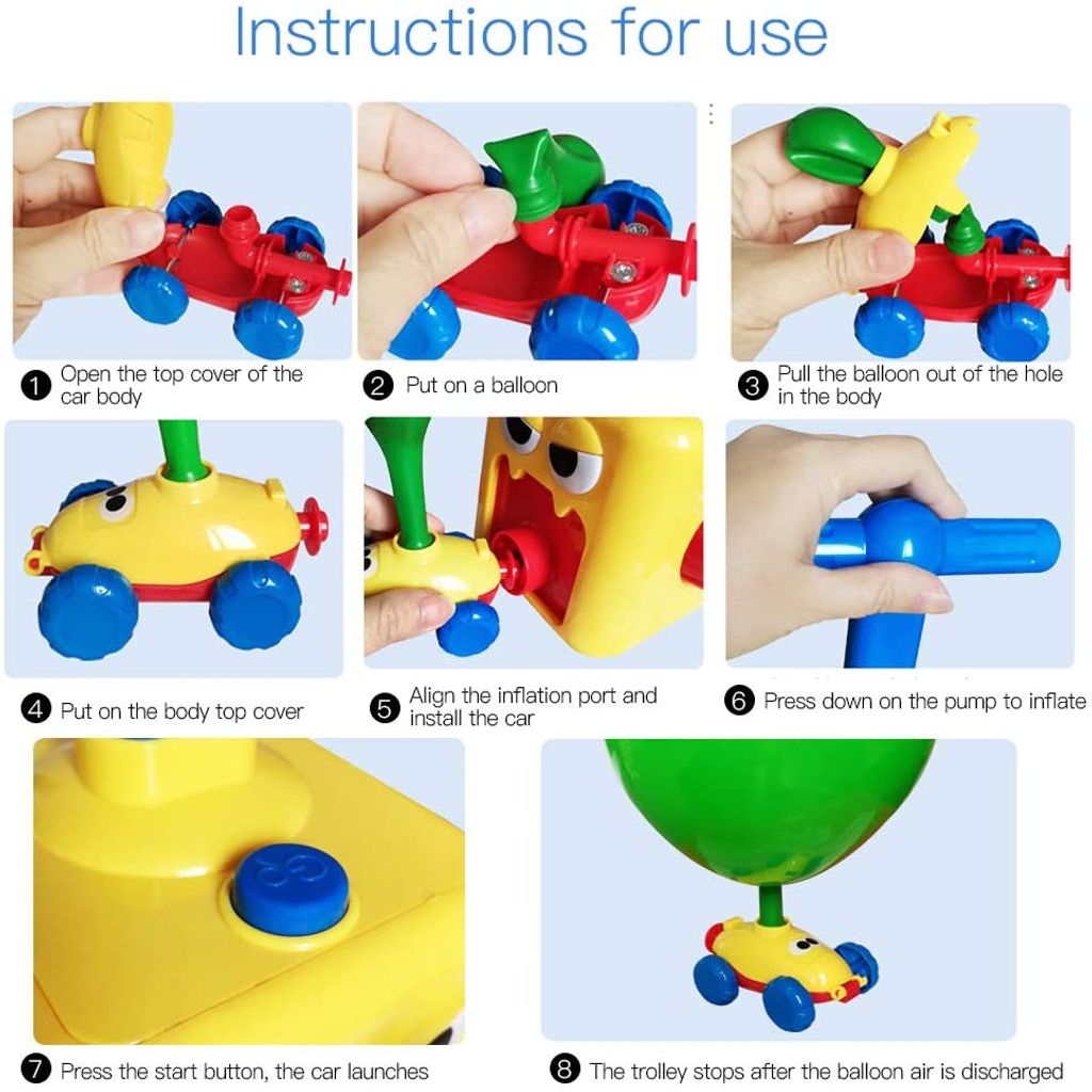 Kinder Ballon Auto Spielzeug DIY Frühe Bildung Inertial Powered Balloon Car Toys