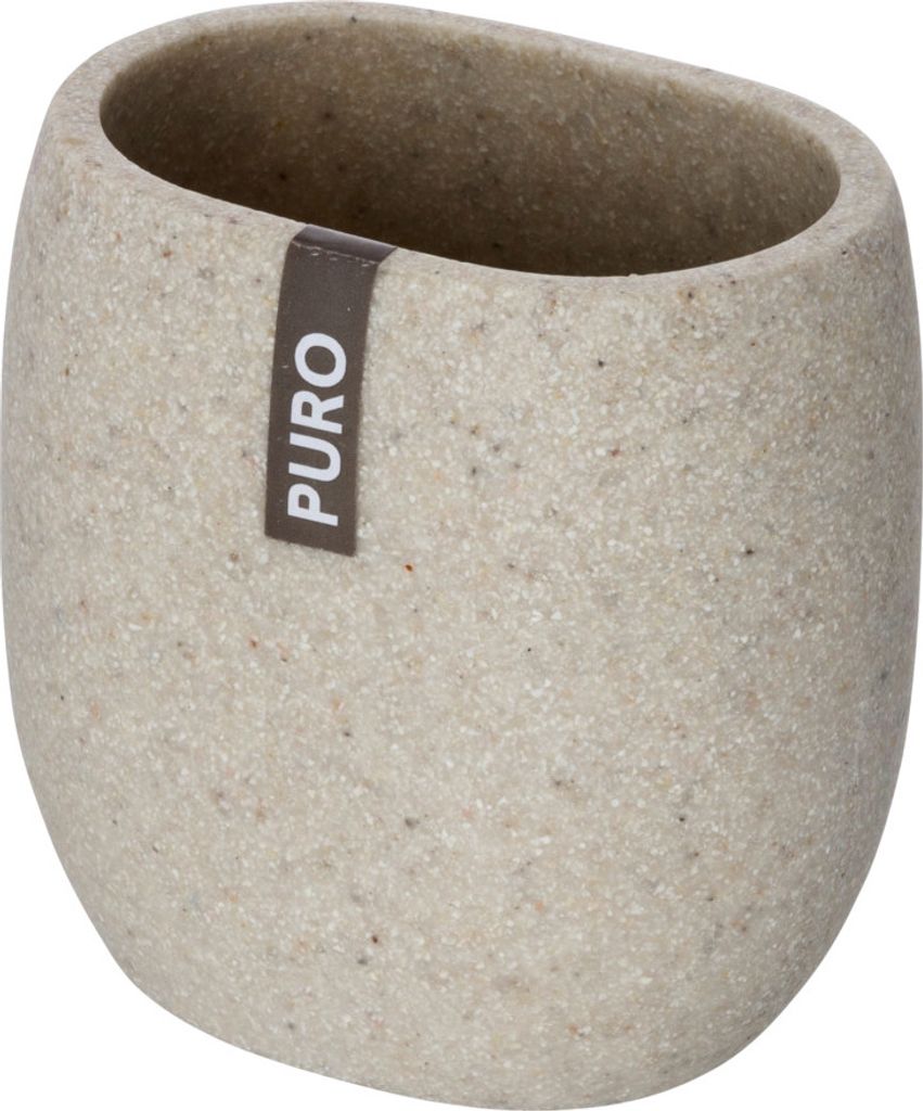 WENKO Zahnputz Becher Zahnbürsten Halter Zahnpasta Pure BeigeBad Accessoires WC