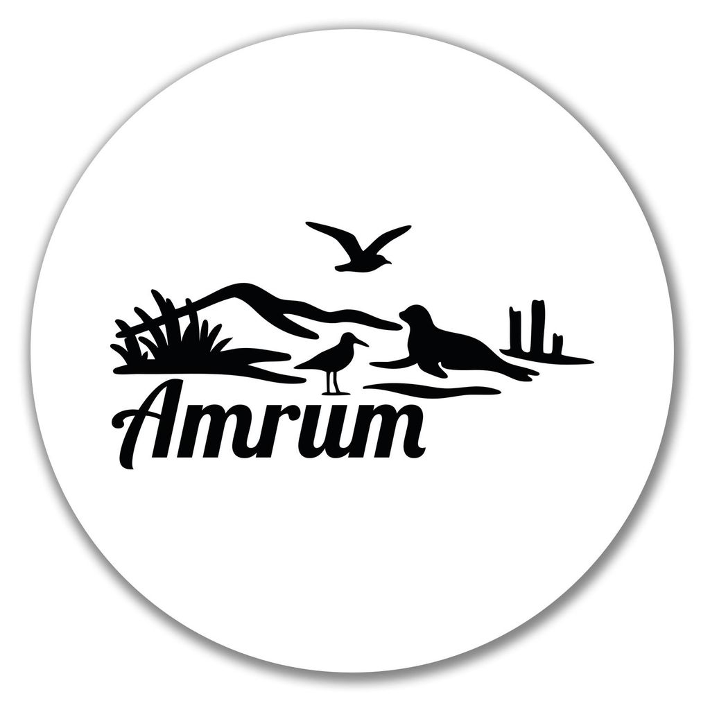 Huuraa Aufkleber Amrum Strandmotiv 10cm rund Sticker Produktbild 