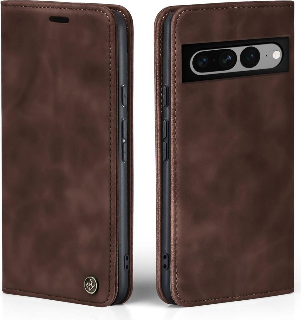 Handy Hülle für Google Pixel 7 Pro Klapphülle Bookcase Flip Cover Handy Tasche Etui Farbe: Dunkelbraun