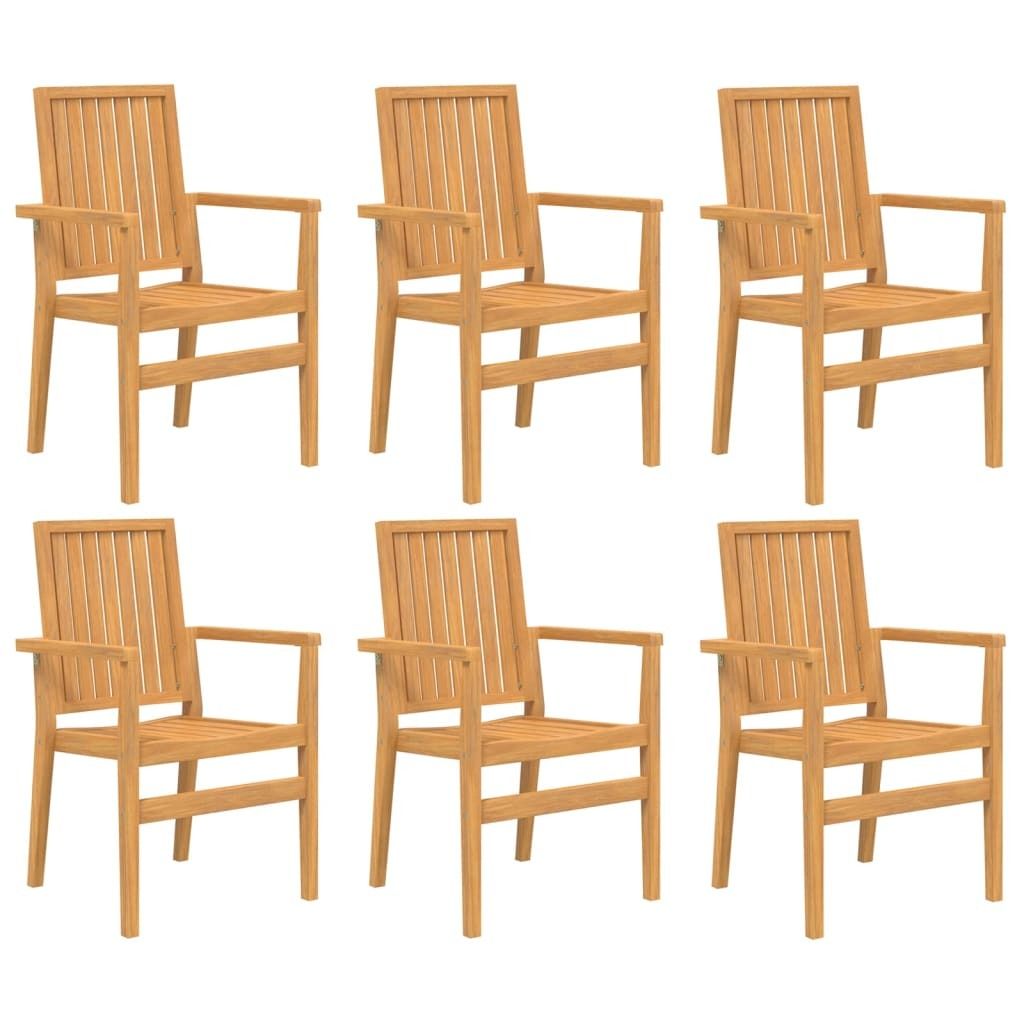 SYFAX Gartenstühle 6 Stk. Stapelbar 56,5x57,5x91 cm Massivholz Teak
