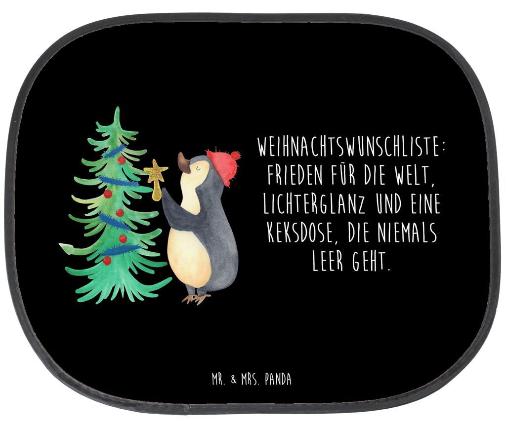 Mr. & Mrs. Panda autofenster sonnenschutz Pinguin Weihnachtsbaum - Schwarz - Geschenk, auto blendschutz, pkw sonnenblende, Weihnachten, Winter, Aut...