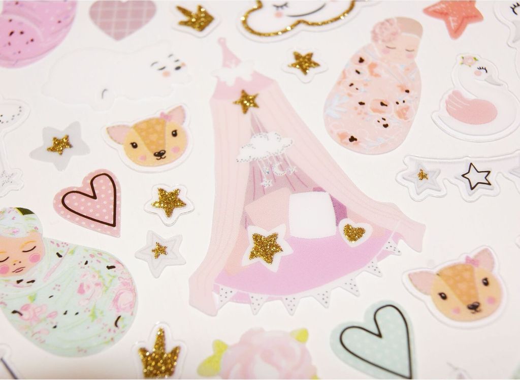 Aufkleber - Geburt - Babyparty - Glitter