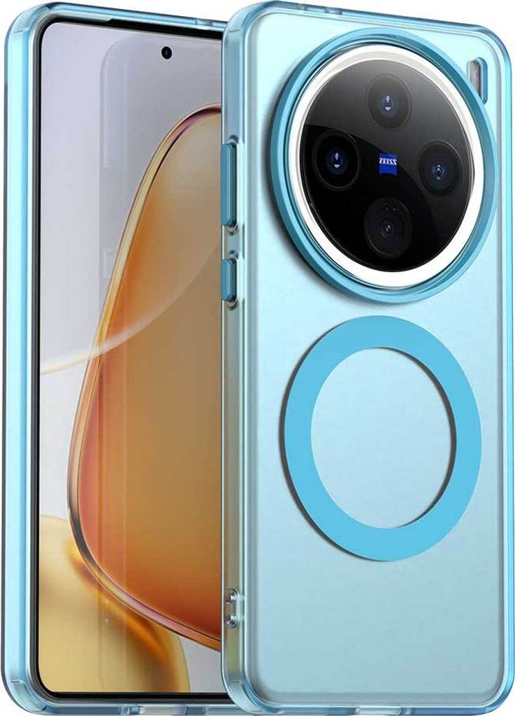 Magnetisch Hülle für vivo X200, Schlank Durchscheinend Matt Stoßfest Handyhülle Blau