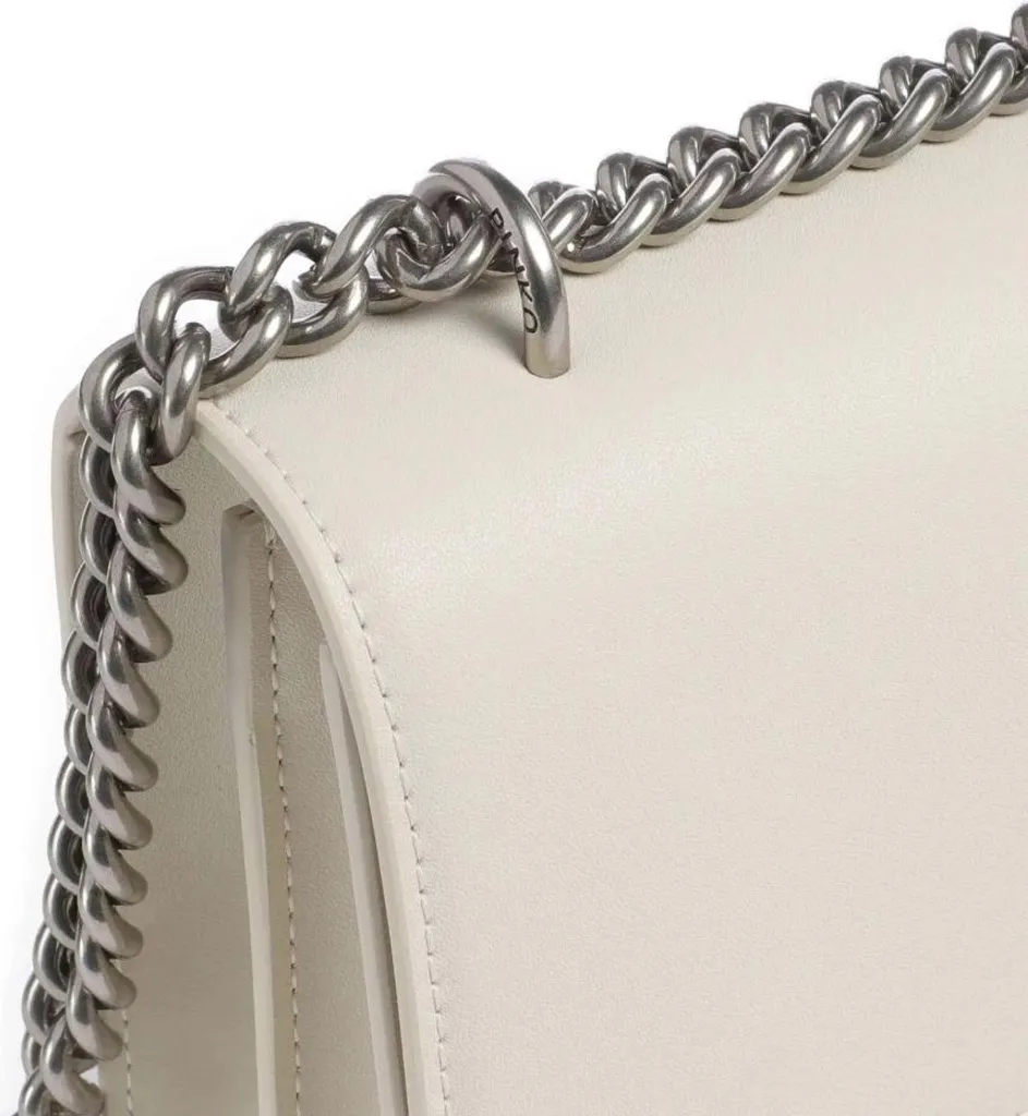 Sac cuir Bianco Seta Pinko Love One Mini - Détails Métal Old Silver