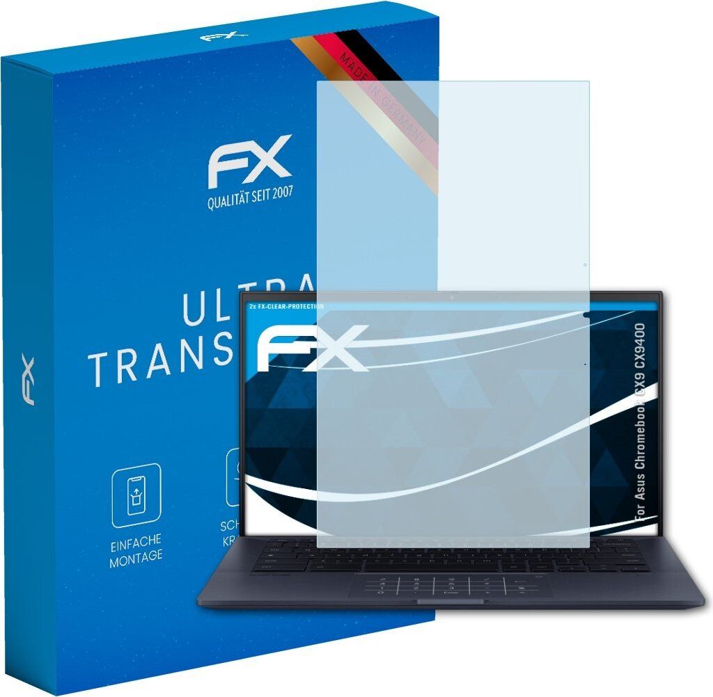 atFoliX FX-Clear 2x Schutzfolie kompatibel mit Asus Chromebook CX9 (CX9400) Displayschutzfolie