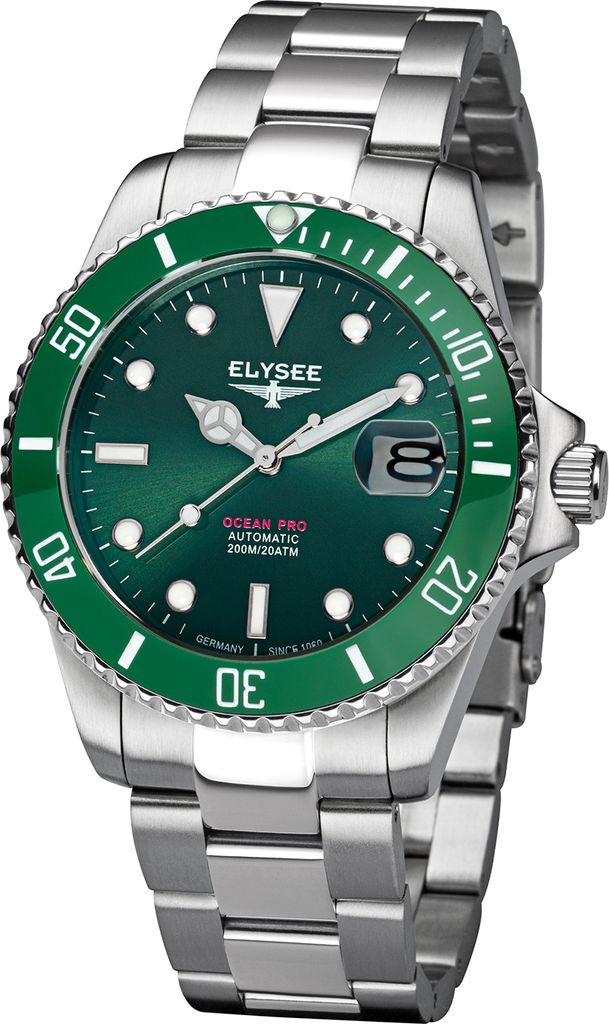 ELYSEE Herrenuhr OCEAN PRO CERAMIC grün onesize Herren lumineszierende Zeiger und -Indizes, Datumsanzeige 40mm 80581, 80582, 80583, 80584, 80585, ...
