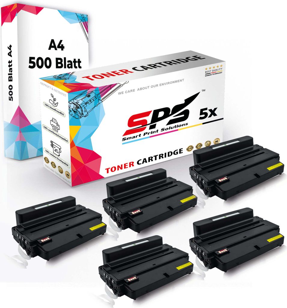 Druckerpapier A4 + 5x Multipack Set Kompatibel für Samsung SCX-5637 FN (MLT-D205L/205L) Toner Schwarz