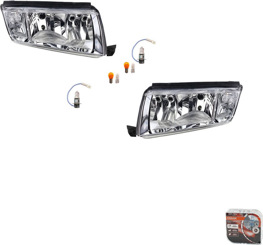 Scheinwerfer + Osram Night Breaker Laser kompatibel zu Skoda Fabia ab 12/99 L R 6Y1941015C 6Y1941015H 6Y1941015 6Y1941016H 6Y1941016C 6Y1941016 Johns