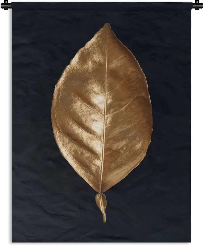 MuchoWow Wandteppich Wandbehang Blätter - Chic - Gold - Pflanzen - Schwarz 60x80 cm Tapisserie Dekoration Wandtuch - Decke - Wandtücher - Wohne