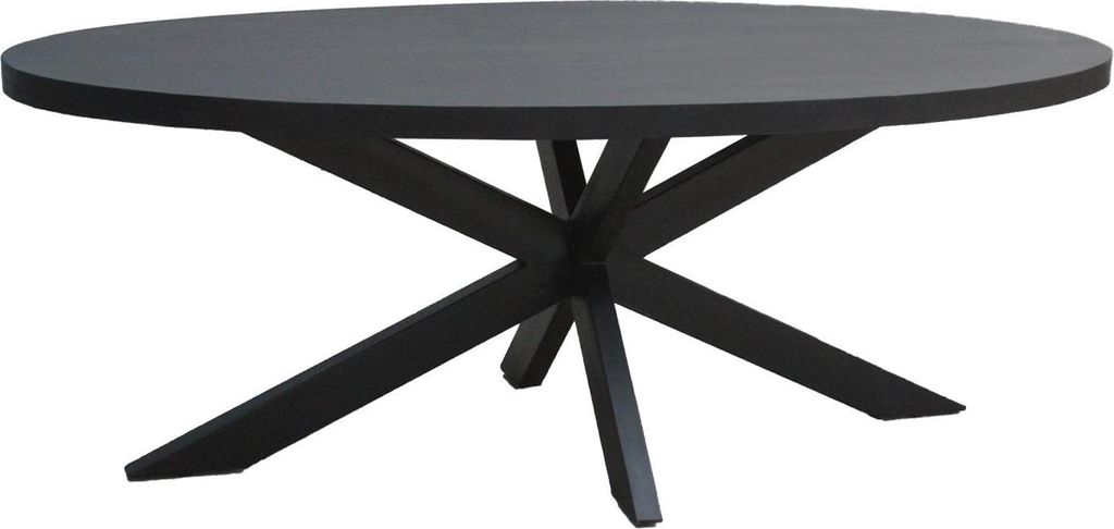 Livingfurn – Esstisch Kala Oval Spider 160 cm – Mangoholz / beschichteter Stahl