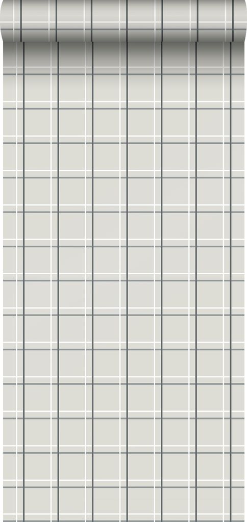 Sanders & Sanders Tapete Karomuster Beige, Grau und Weiß 53 cm x 10 m