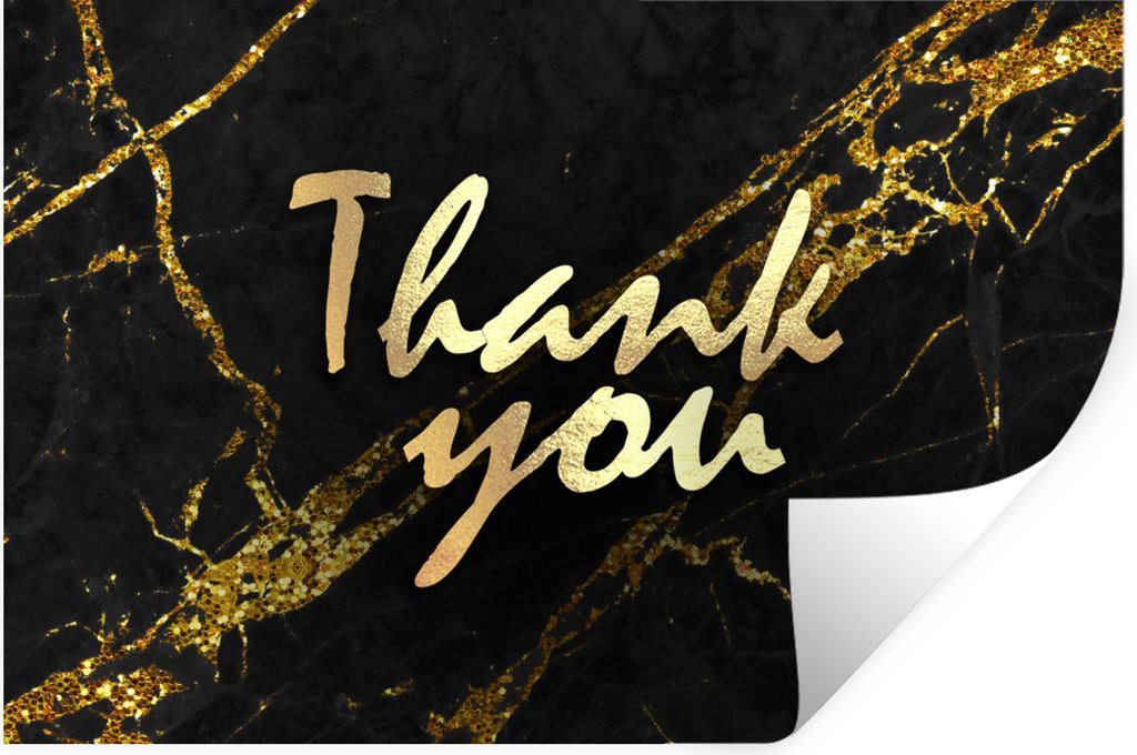 MuchoWow Wandtattoo Wandsticker Wandaufkleber Zitate - Dank - Gold - Marmor 90x60 cm Selbstklebend und Repositionierbar - Aufkleber