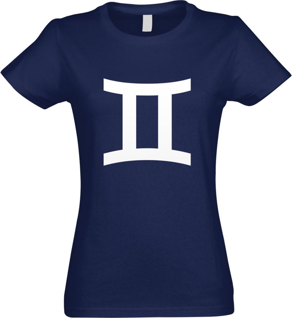Kiwistar - T-Shirt tailliert - Damen - Navy - Zwilling Sernzeichen - mit Motiv Bedruckt - Funshirt Design - Sport - Freizeit - Damen - M
