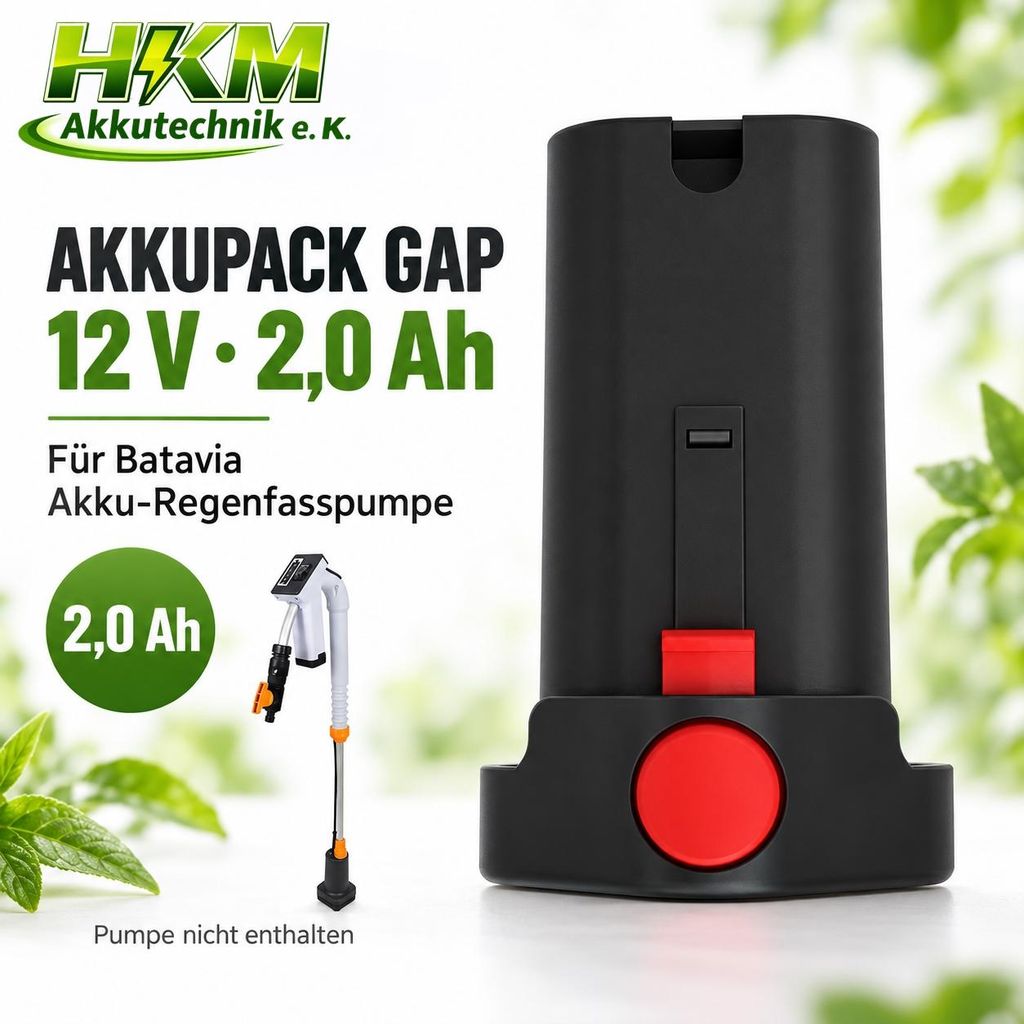 Akkupack GAP 12V - 2.0 Ah für Batavia Akku Regenfasspumpe Produktbild 