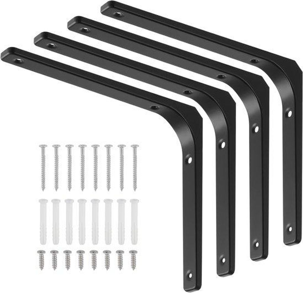 Famanu Halter Set für Eckregale, Metall-Wandhalterungen für hohe Belastung - 250 x 300 mm, bis 70 kg Tragkraft