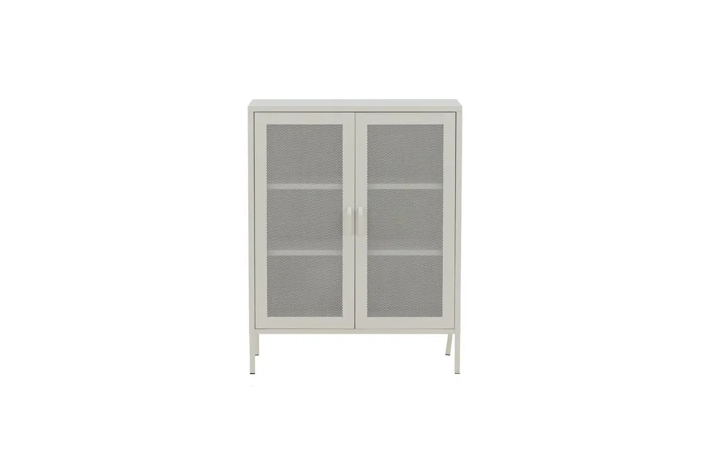 Meuble de rangement Misha blanc 2 portes avec 3 tablettes fixes