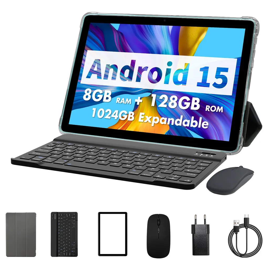Tablette Tactile 10 Pouces Pack Bureau Complet avec Android 14 et 128Go - 12