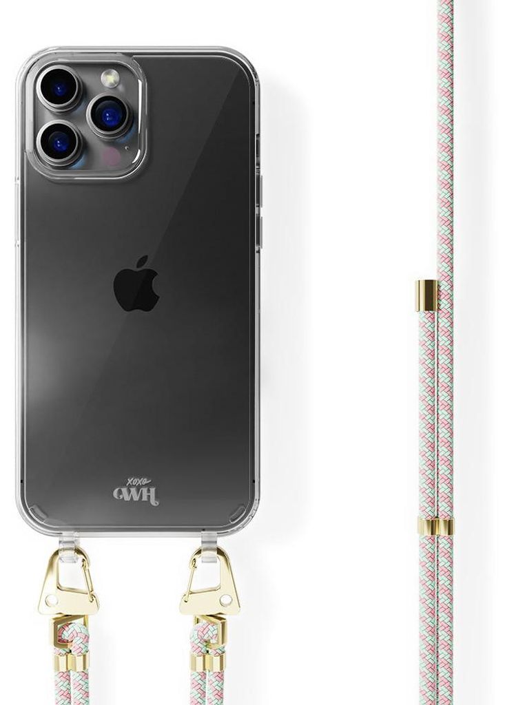 iPhone 15 Pro Max - Aqua Pink Transparent Cord Hülle