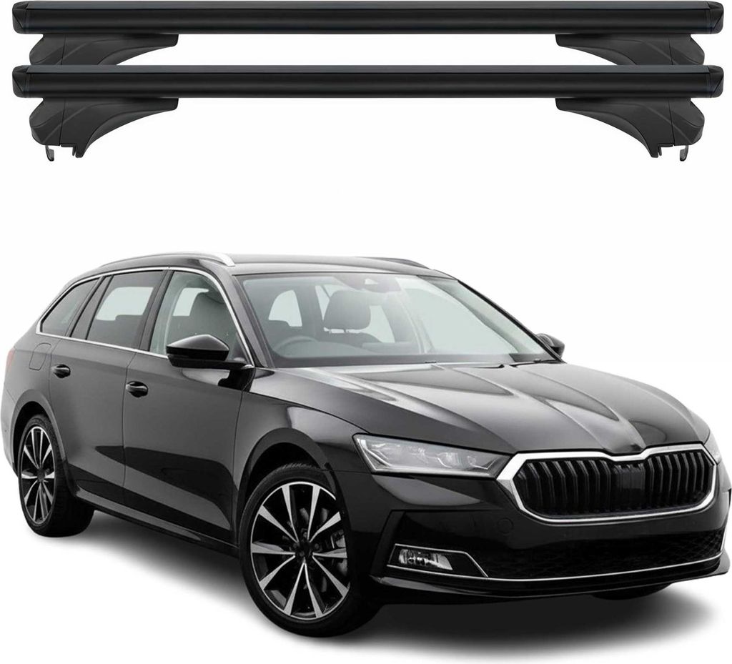 Menabo Dachträger für Skoda Superb 3Y Kombi 2024-2025 Aluminium Schwarz 2 tlg