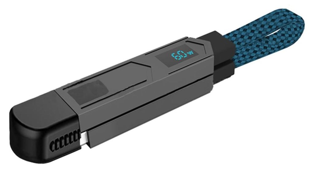 INF Smartes 4-in-1 Ladekabel 65W PD, Zinklegierung, TPE geflochten, EDC Blau