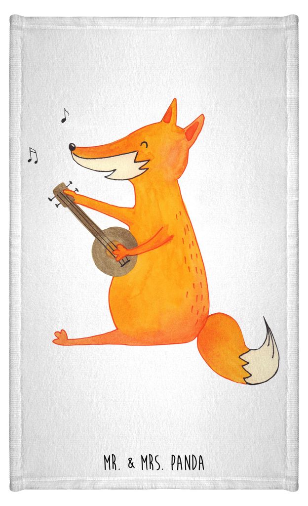 Mr. & Mrs. Panda Handtuch Fuchs Gitarre - Weiß - Geschenk, Trällern, badezimmer, Singen, Gäste-WC, Füchse, Lagerfeuer, Kleines, buntes, Musik, ...