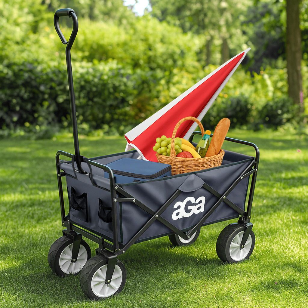 Carrello pieghevole da spiaggia e giardino con tettoia e rete LUARO
