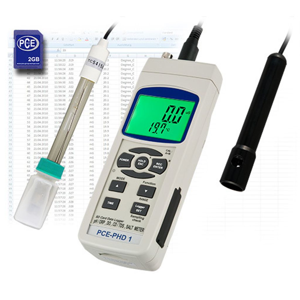 PCE pH-Meter PCE-PHD 1Redox- Wasseranalysegerät Leitfähigkeit- Salz- Sauerstoff- und Temperaturmessgerät
