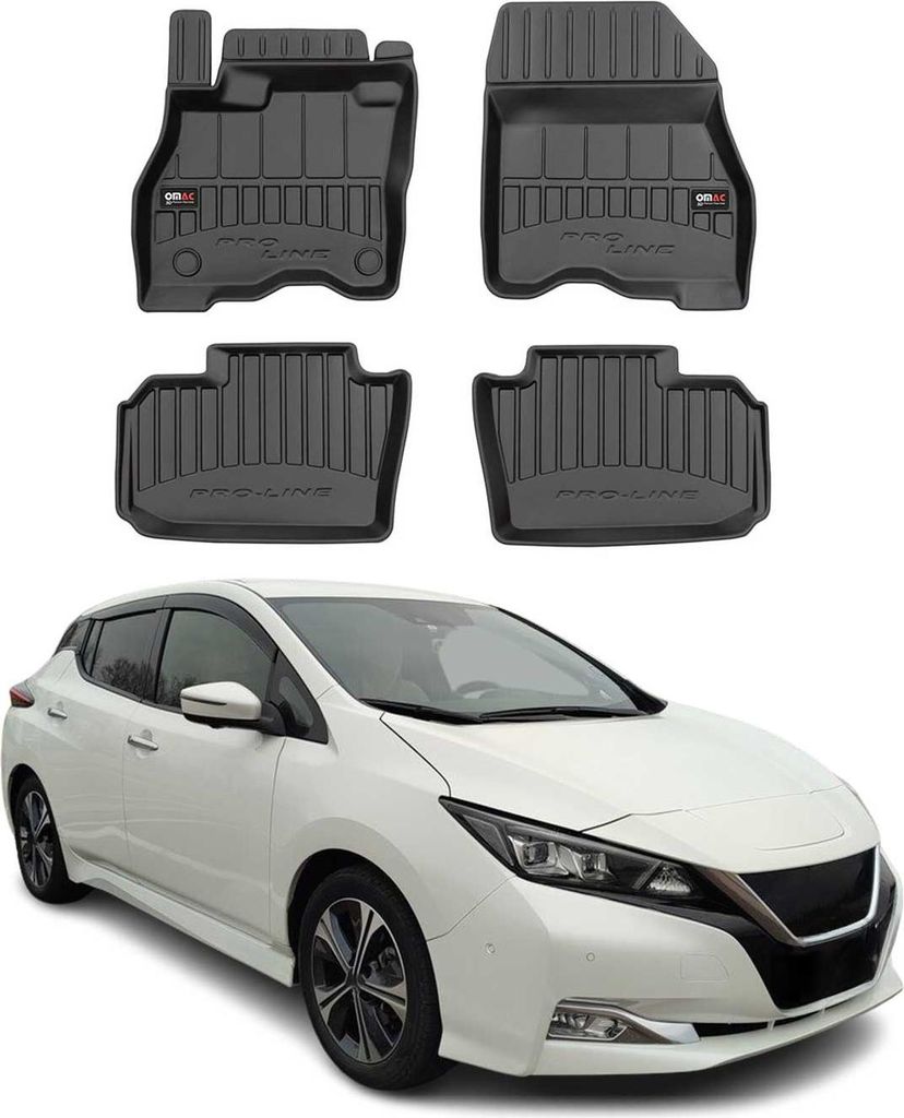 OMAC Gummi Fußmatten für Nissan Leaf 2017-2024 Premium TPE Automatten Schwarz 4x