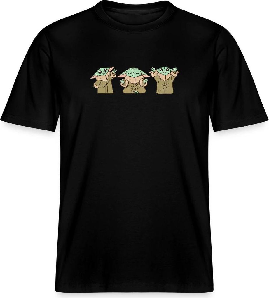 Star Wars: Mandalorian Baby Yoda Posen Relaxed Fit Uni T-Shirt, S, Schwarz