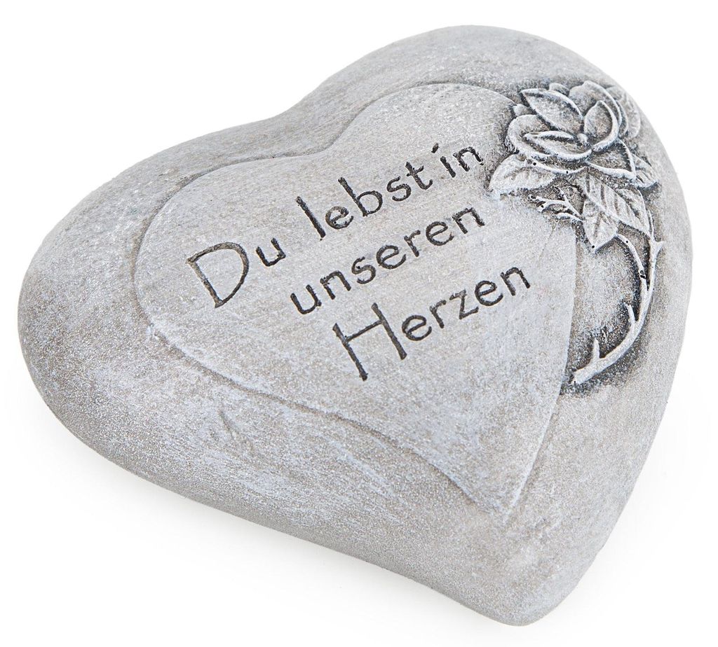 Herz Du lebst in unseren Herzen als Grabdekoration grau 11 Produktbild 