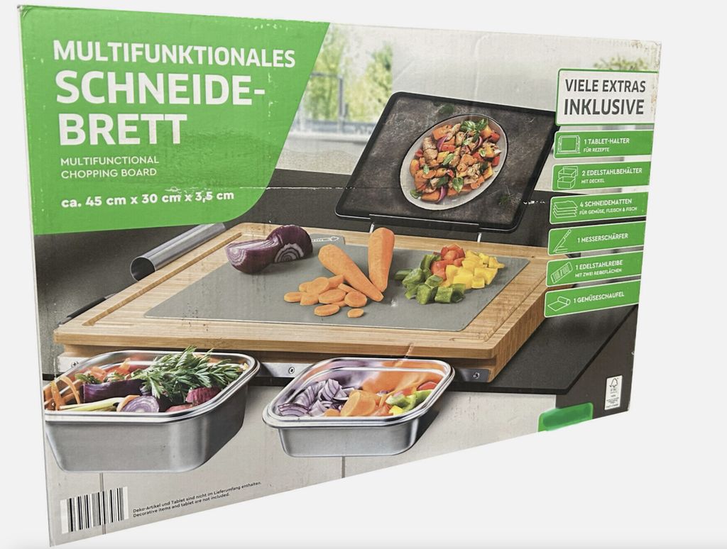 Multifunktionales Bambus Schneidebrett () mit Zubehör – Produktbild 
