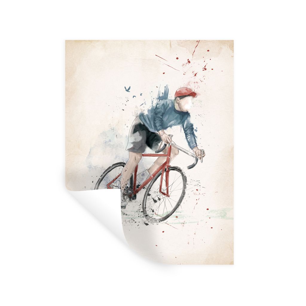 MuchoWow Wandtattoo Wandsticker Wandaufkleber Fahrräder - Farbe - Sport - Rot 120x160 cm Selbstklebend und Repositionierbar - Wierderverwendbar ...